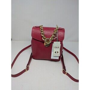 Divina Firenze Trilli Ruby Italian Leather Convertible Backpack Crossbody Bag